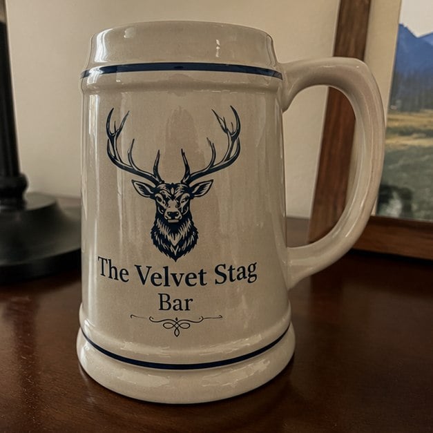 Engraved glass beer stein — customer photo